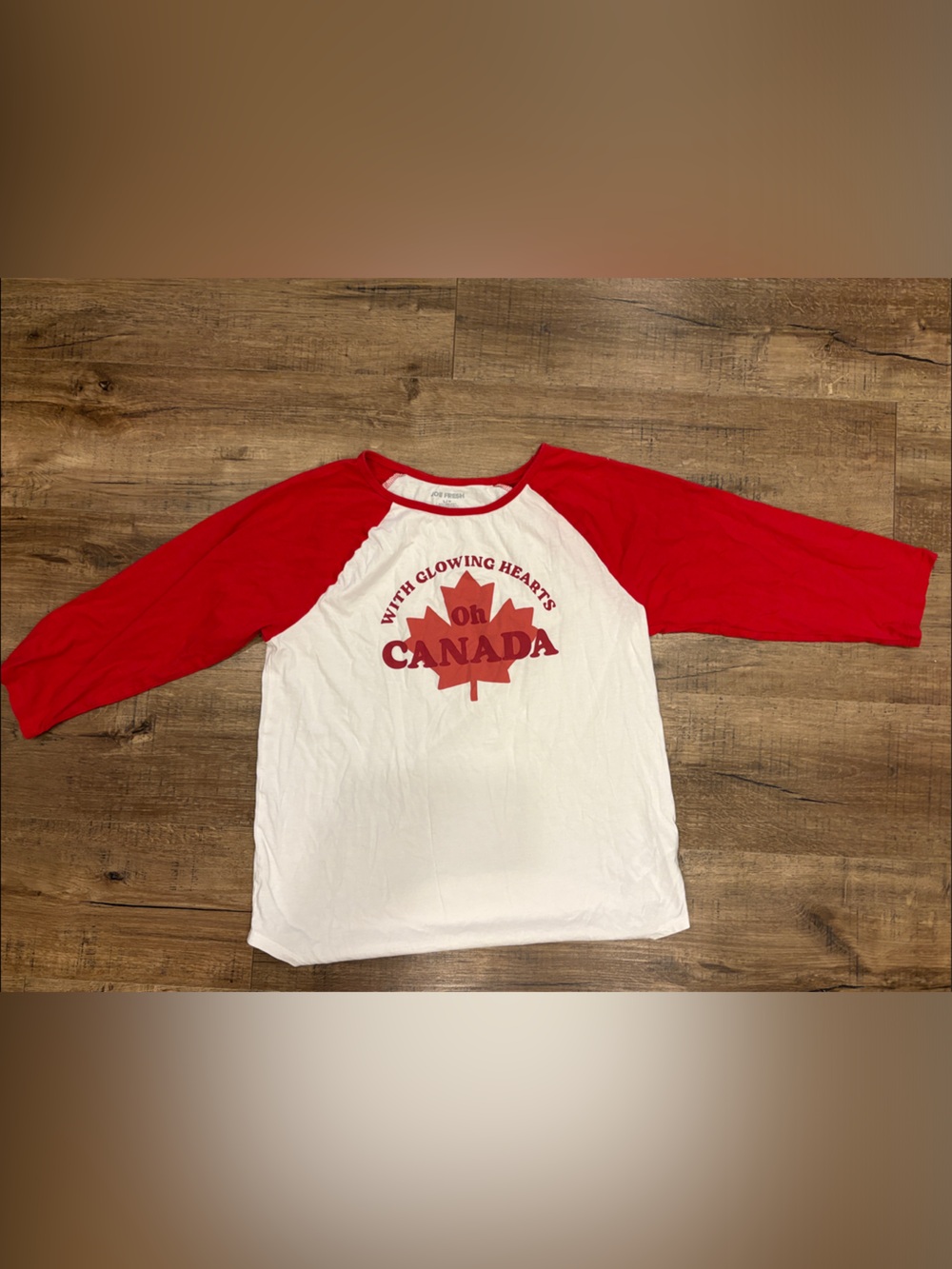 Joe Fresh Red & White Canada Raglan Baseball Tee